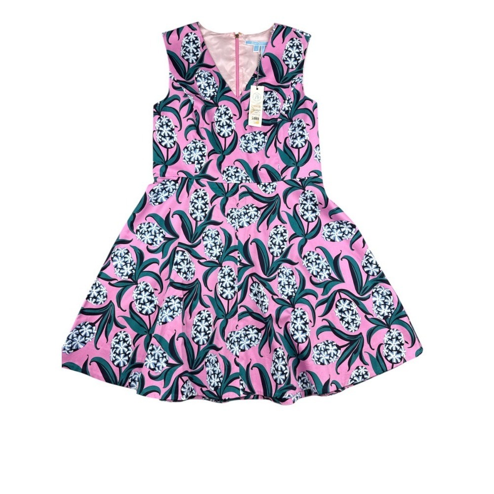 NWT Draper James Pink Hyacinth Floral Love Circle Dress Women's 14 Southern